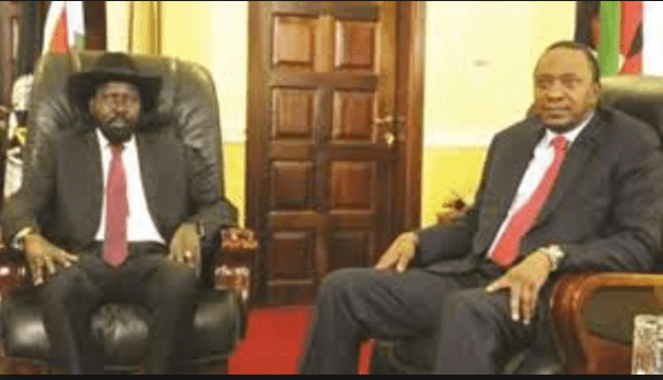 South Sudan's Salva Kiir meets Kenyan President Uhuru Kenyatta in Juba(Photo: file)