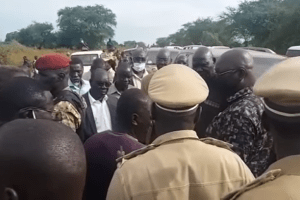 Governor of Central Equatoria State, Hon. Emmanuel Adilt, visiting Terekeka county to assess security situation today, October 10, 2020(Photo credit: courtesy image/Nyamilepedia)