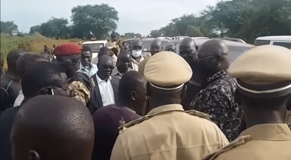 Governor of Central Equatoria State, Hon. Emmanuel Adilt, visiting Terekeka county to assess security situation today, October 10, 2020(Photo credit: courtesy image/Nyamilepedia)