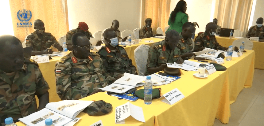 SSPDF commanders attending a UNMISS-facilitated training on conflict-related sexual violence, Oct 30, 2020(Photo credit: coutresy image/Nyamilepedia)