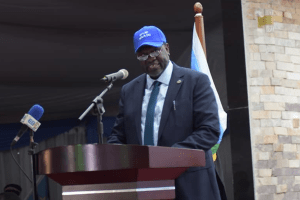 First Vice President and leader of the main armed opposition, Dr. Riek Machar Teny, addressing the six conference of the SPLM/A at the Freedom Hall in Juba on December 2, 2020(Photo credit: courtesy image/Nyamilepedia)