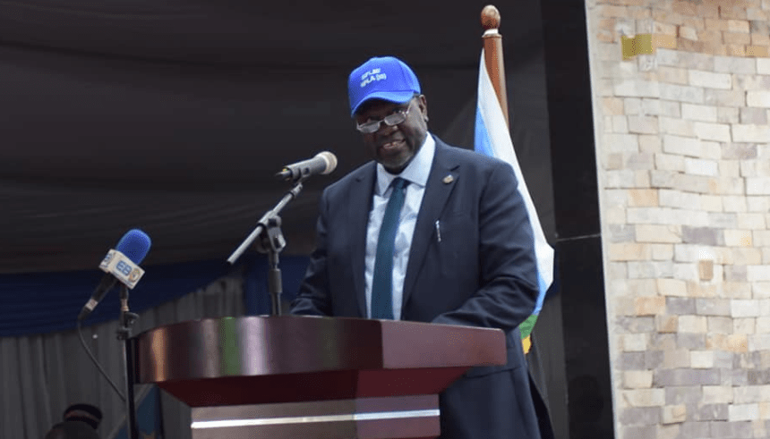 First Vice President and leader of the main armed opposition, Dr. Riek Machar Teny, addressing the six conference of the SPLM/A at the Freedom Hall in Juba on December 2, 2020(Photo credit: courtesy image/Nyamilepedia)
