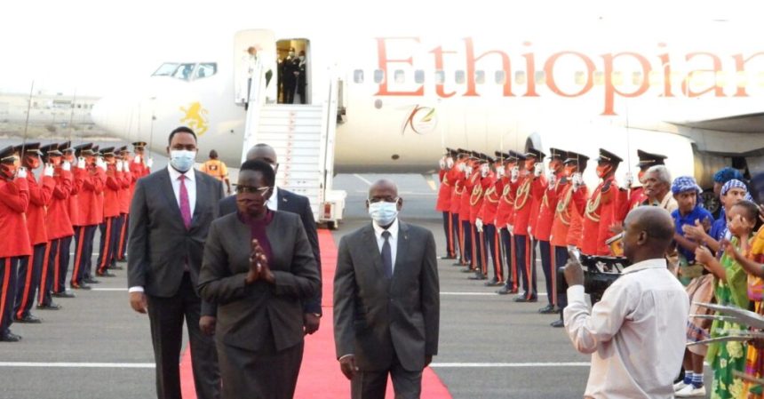 South Sudan Vice President for Gender and Youth Cluster being received in Djibouti, the Capital of Djibouti(Photo credit: courtesy image)