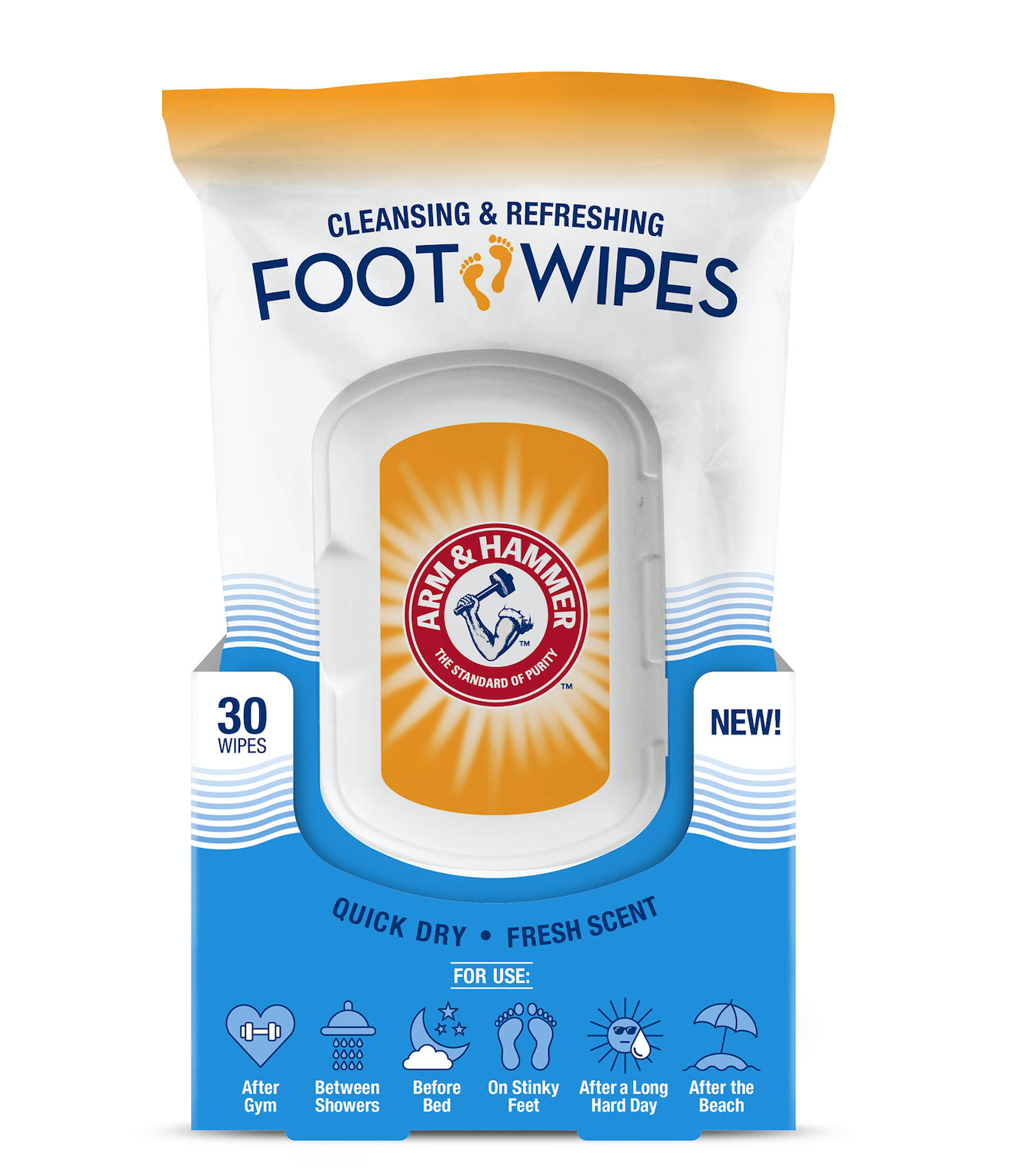 Refreshing New Arm & Hammer™ Foot Wipes For Warm Weather Stinky Feet