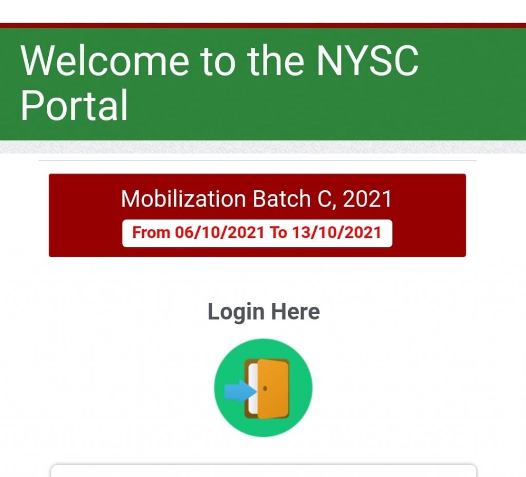 NYSC Batch C 2021 Public Notice For Stream II