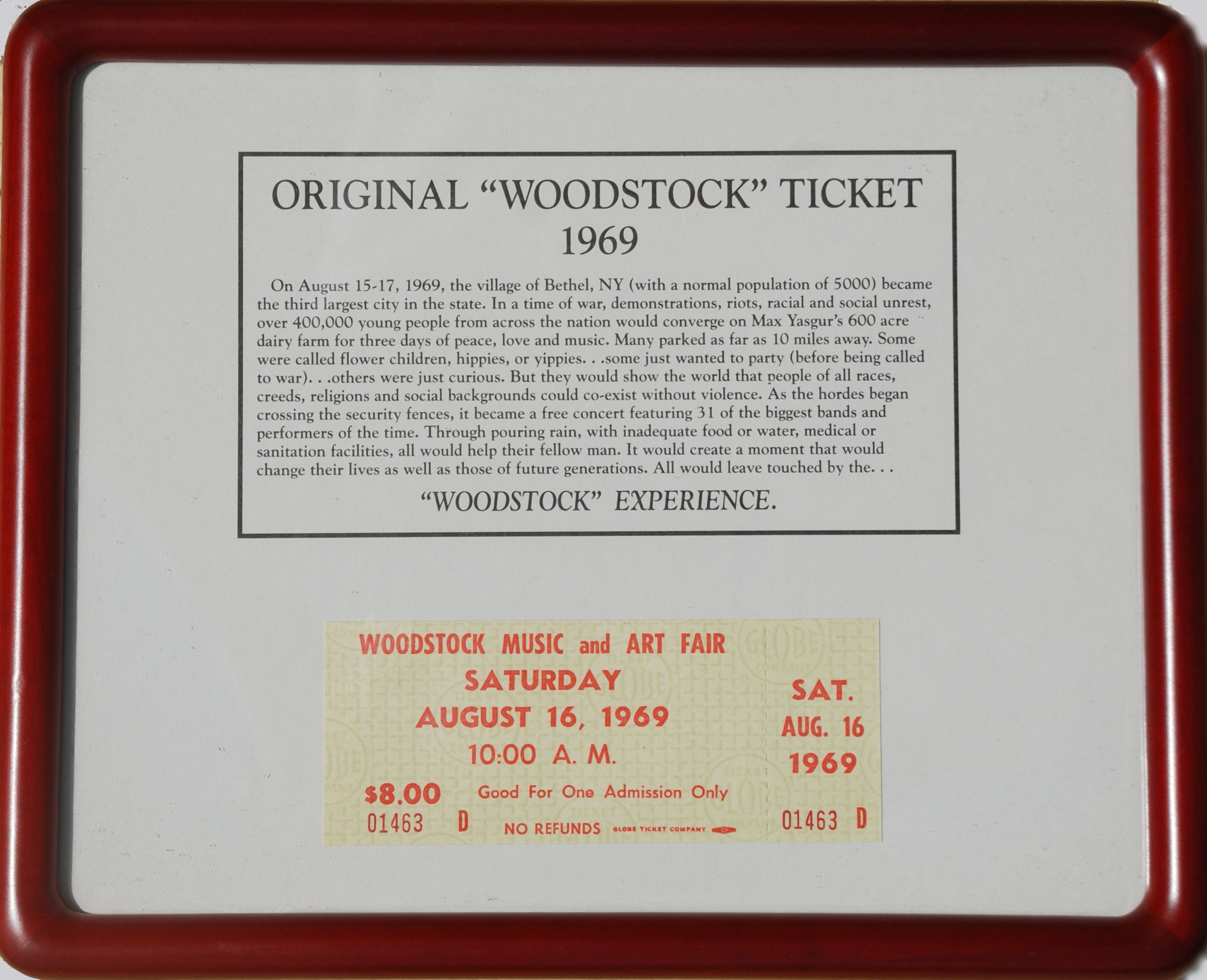 Lot Detail Original Unused Woodstock Ticket