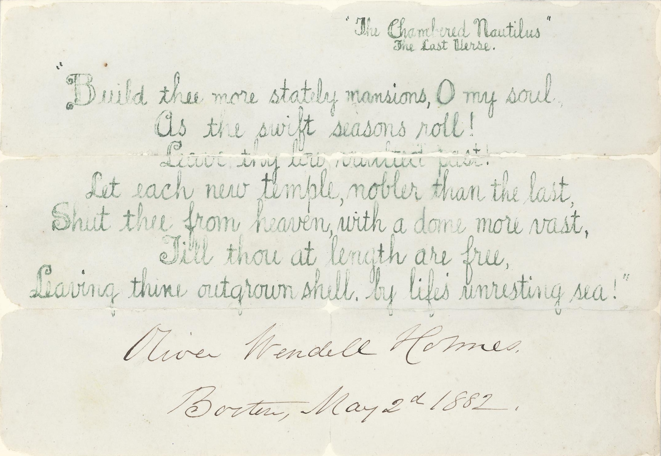 Lot Detail Oliver Wendell Holmes Sr.