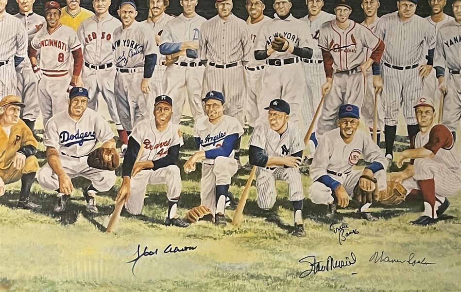 Lot Detail Baseball Hall Of Famers Signed and Matted 24" x40 " All