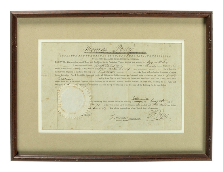 Lot Detail Thomas Posey Indiana Territory Signed Document
