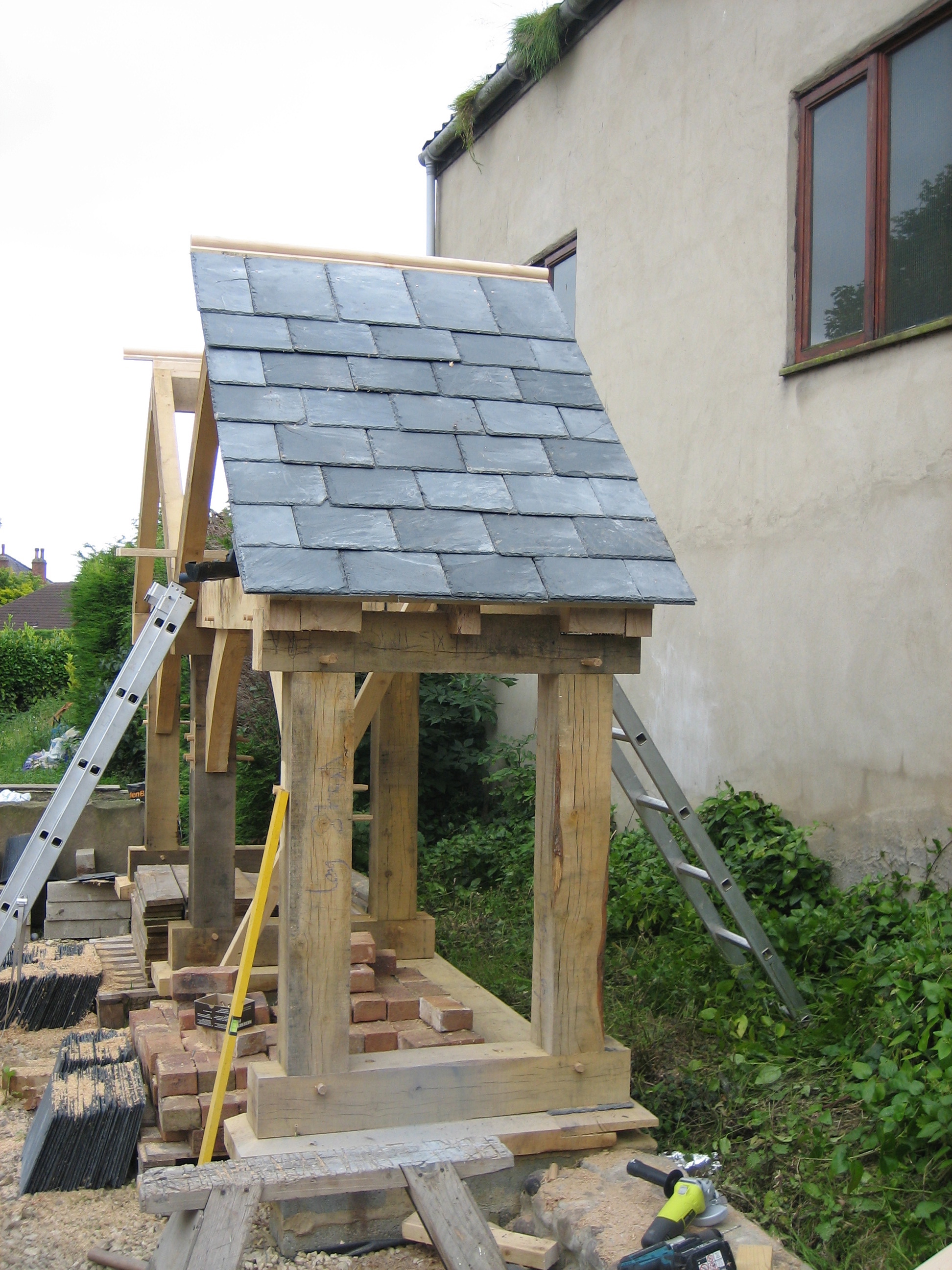 Day 3 log store taking shape with double roof structure