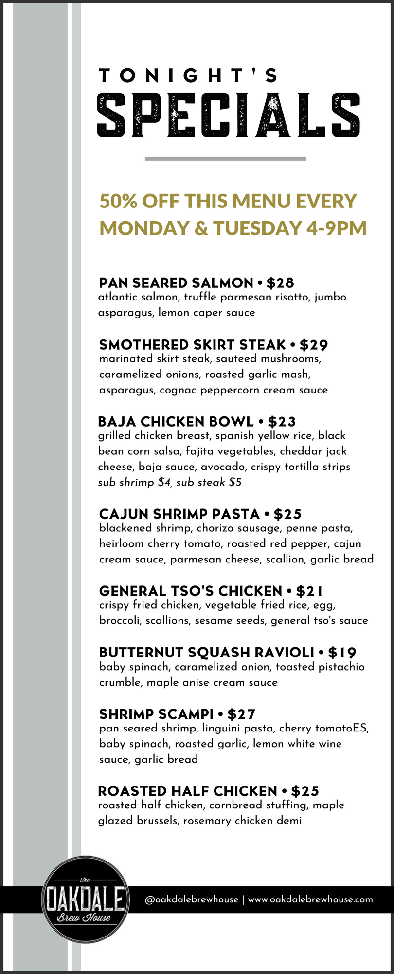 Weekly Specials — Oakdale Brew House