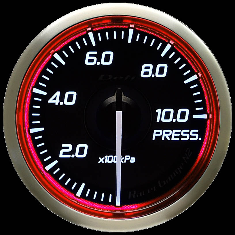 Defi Racer N2 Oil Pressure Gauge (52mm, 01000 kPa, Red)