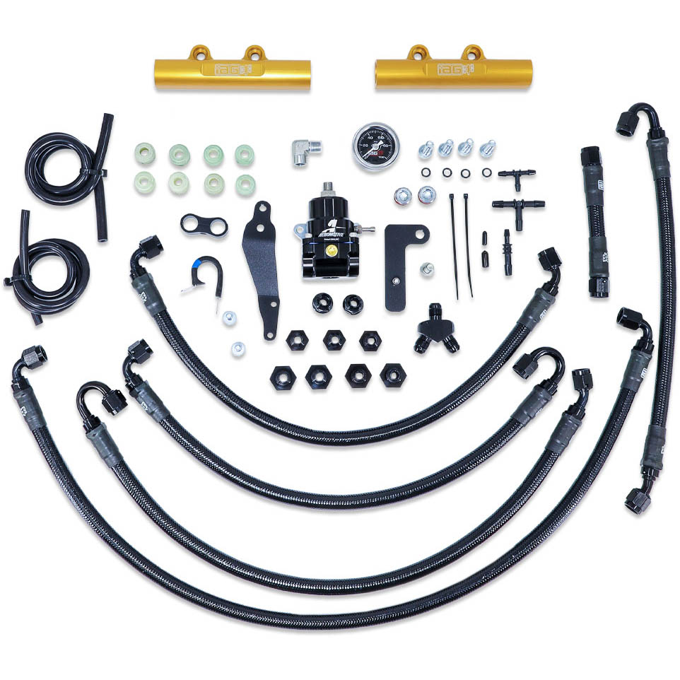 IAG PTFE Fuel System Kit w/ Lines, FPR & Gold Fuel Rails, '08'14 WRX