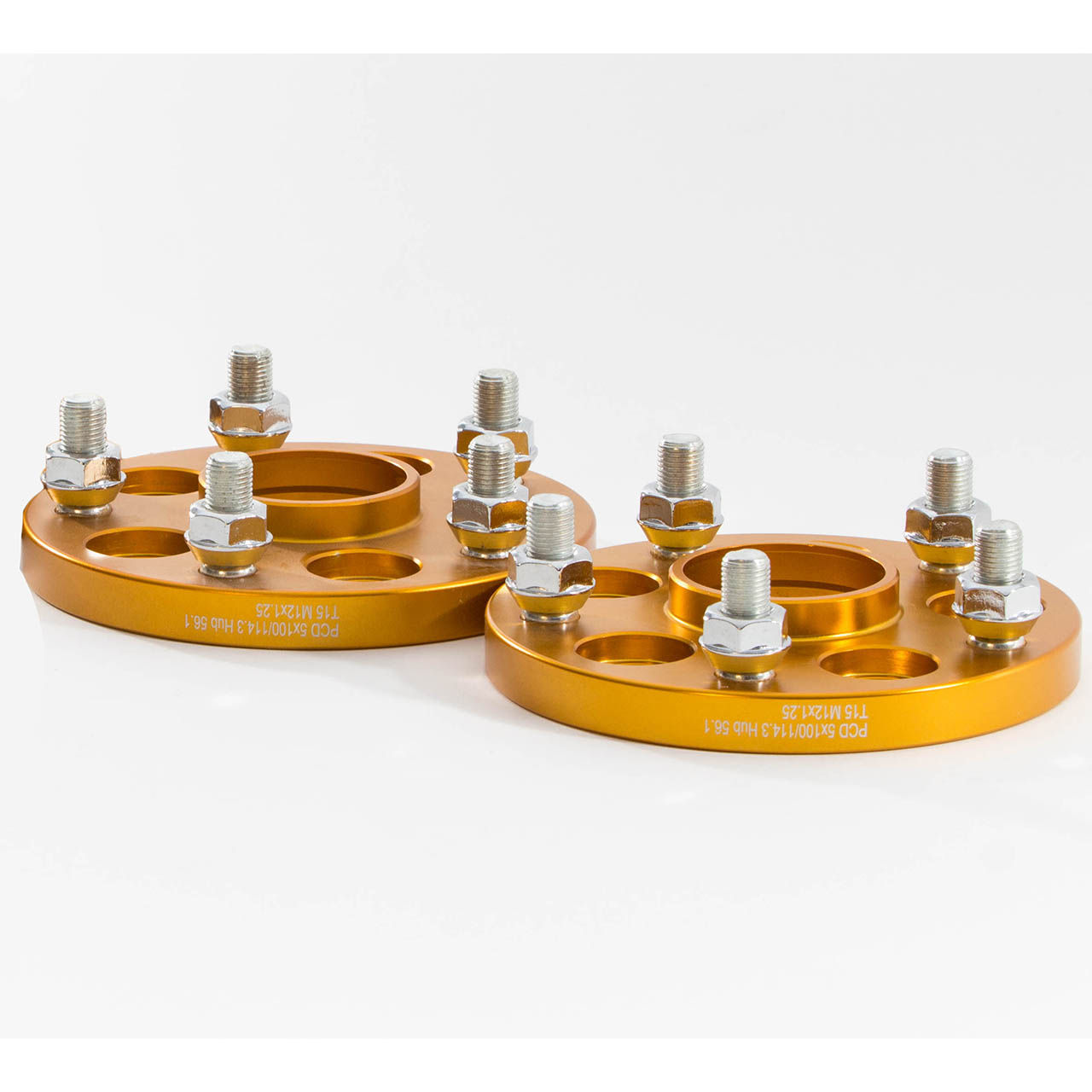 ISC Wheel Adapters (5x100 > 5x114, 25mm, Pair/4, Gold), '02'14 WRX