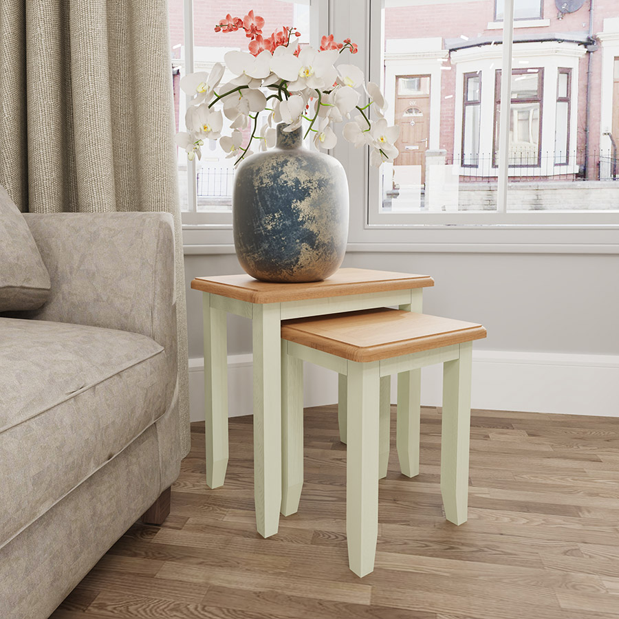 Oak Nest of Tables Hardwood & Painted Nest of Tables Oak World