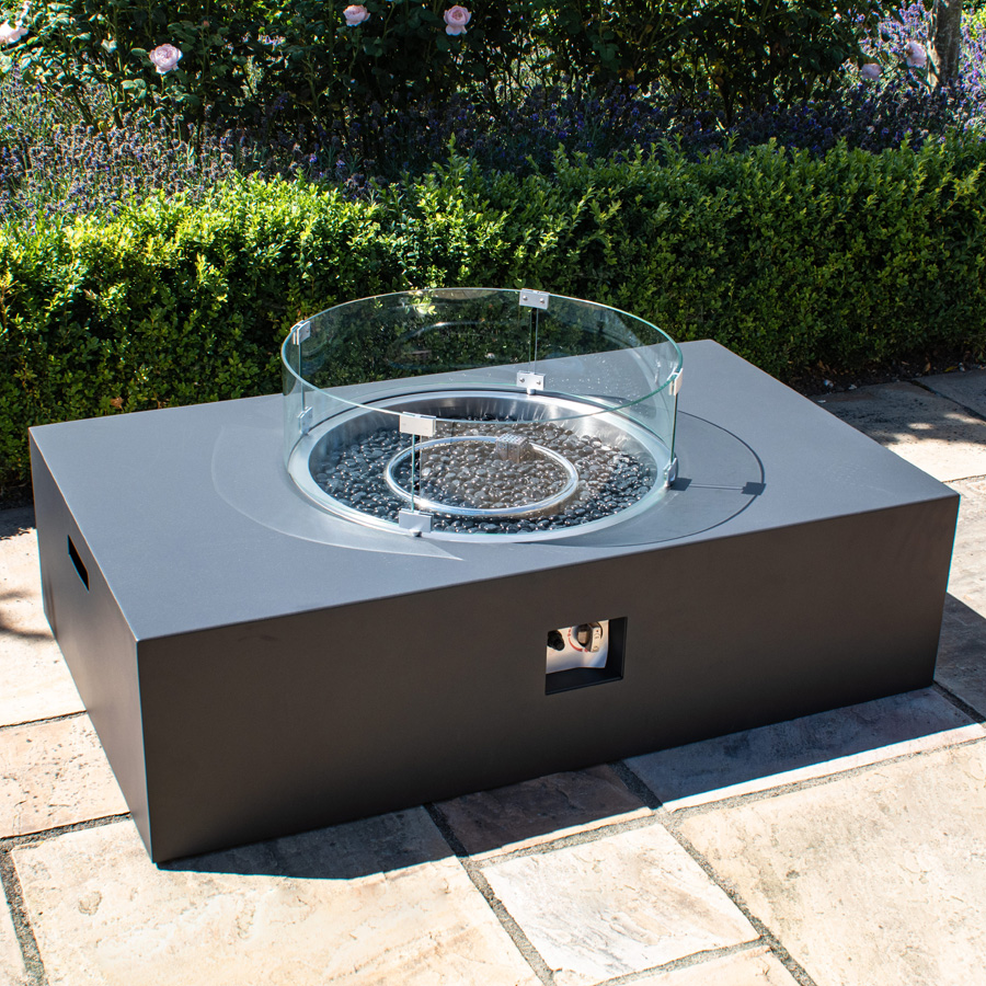 Maze Fire Pit Rectangular Coffee Table Charcoal Oak World