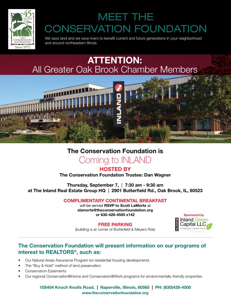 Meet the Conservation Foundation at Inland Real Estate on September 7