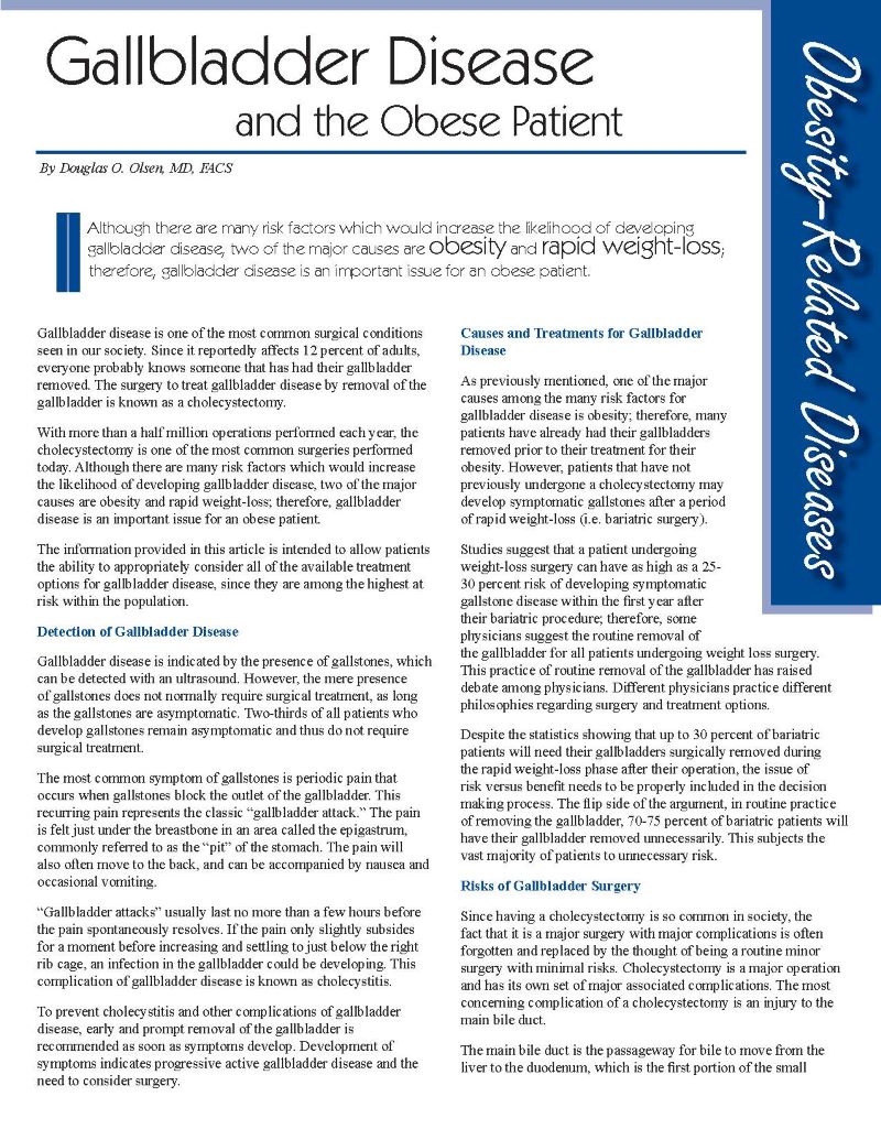 Gallbladder Disease and the Patient with Obesity Obesity Action Coalition