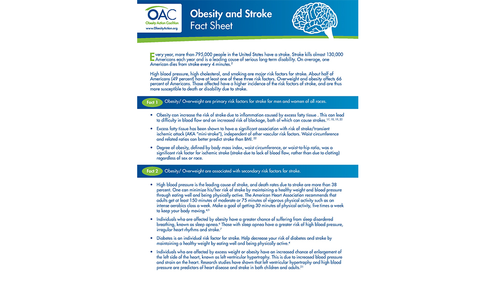 Obesity and Stroke Fact Sheet Obesity Action Coalition