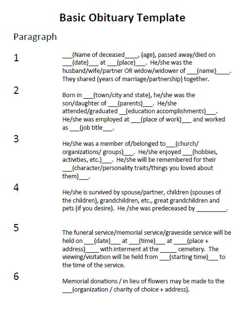 Where to get an obituary template for free