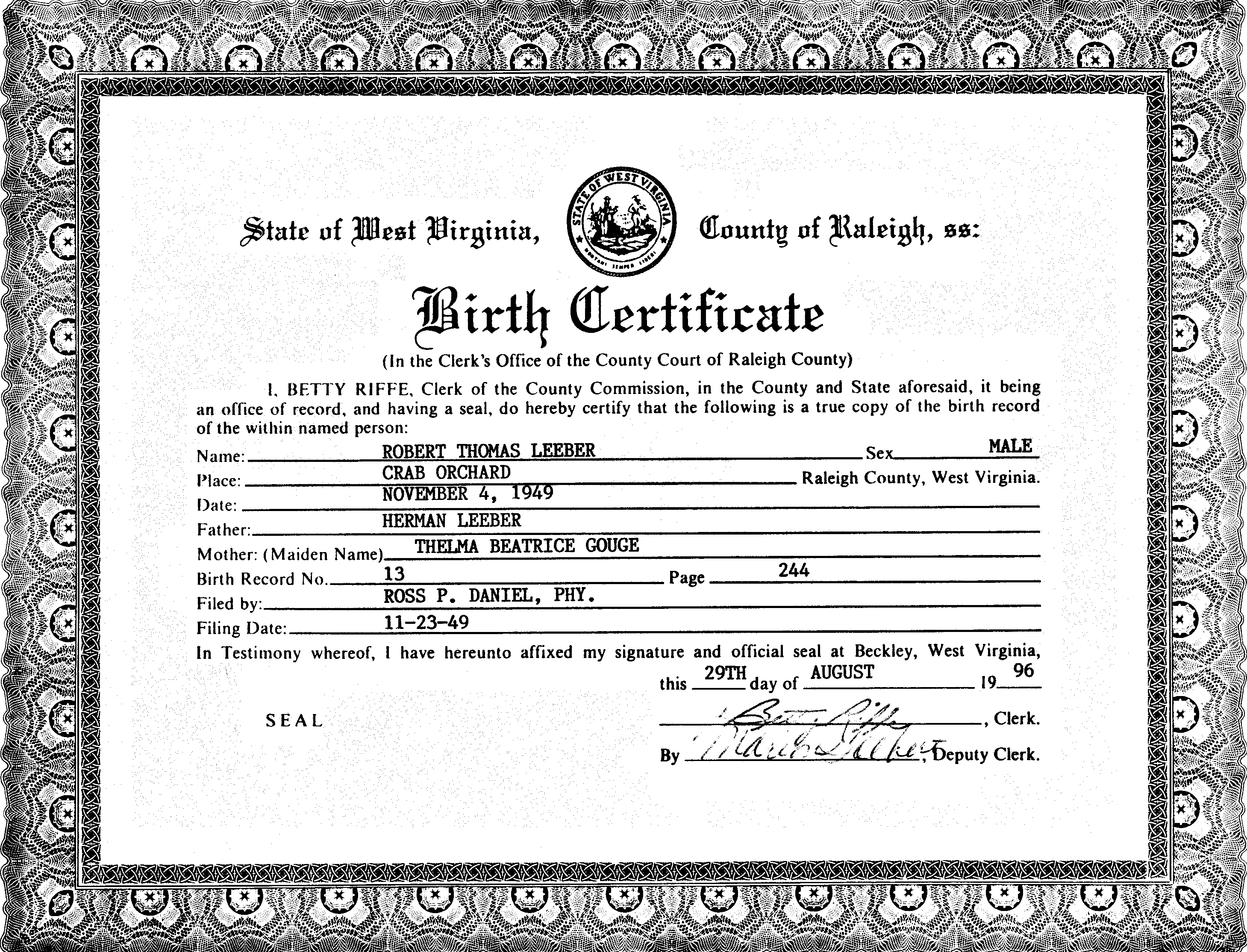 Birth Certificate Card / Birth Certificates THE CENTRAL SITE