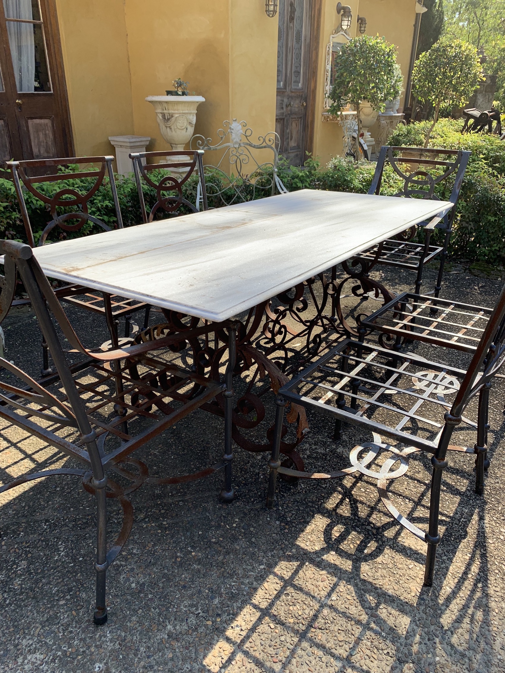 Marble and Iron Outdoor Table 2295 Objects Of Interest