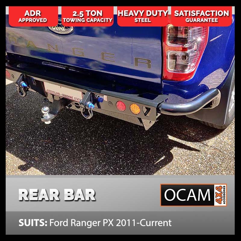 Rear Bar For Ford Ranger PX 201220 Heavy Duty Steel, ADR Approved, Tow