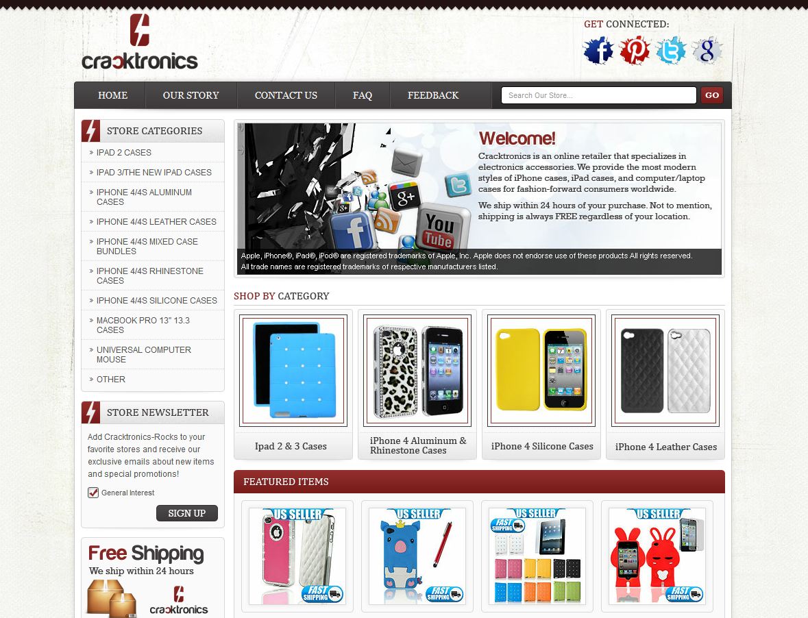 eBay Store Design for Cracktronics Cellular Accessories