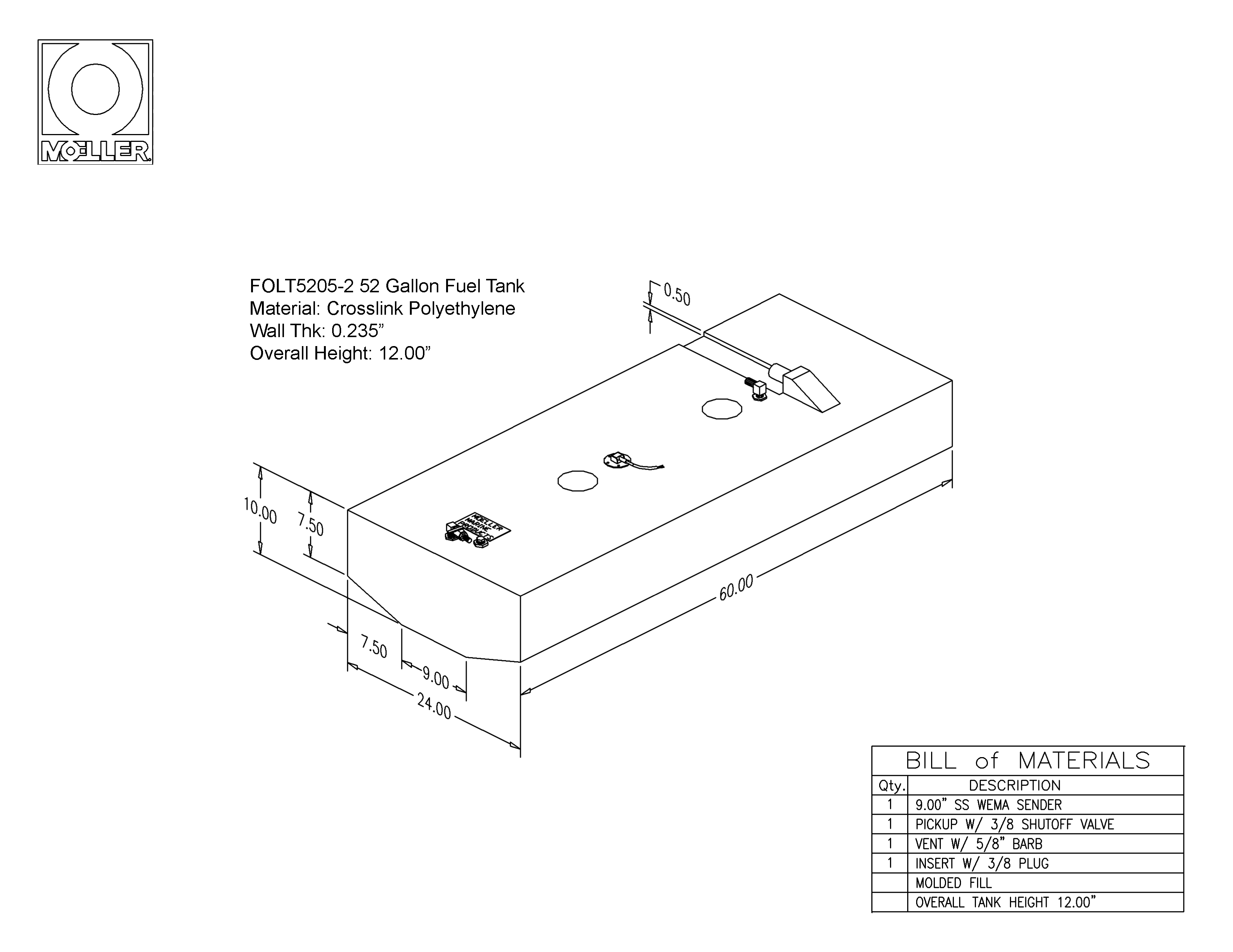 52 Gallon Belly Shaped Fuel Tank Ocean Link Inc.