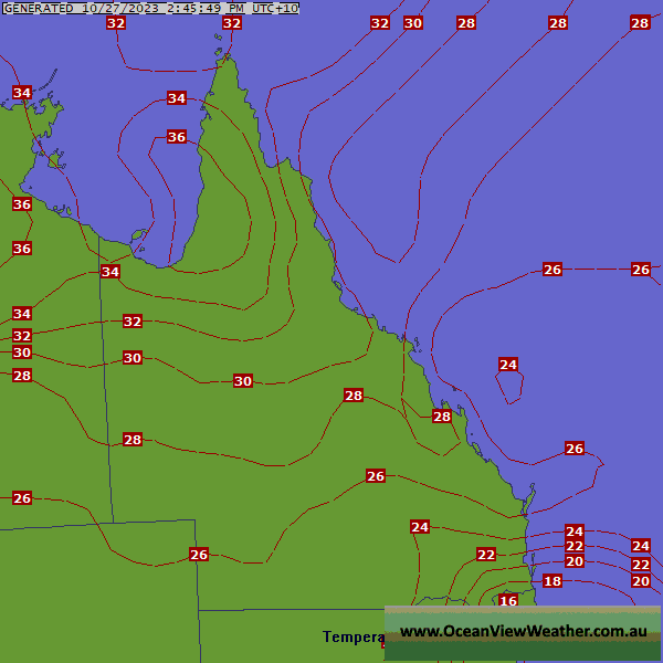 OceanViewWeather Queensland Temperature Chart GFS Forecast Charts