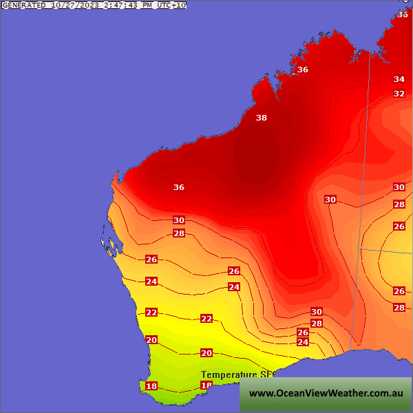 OceanViewWeather Western Australia Temperature Gradient GFS