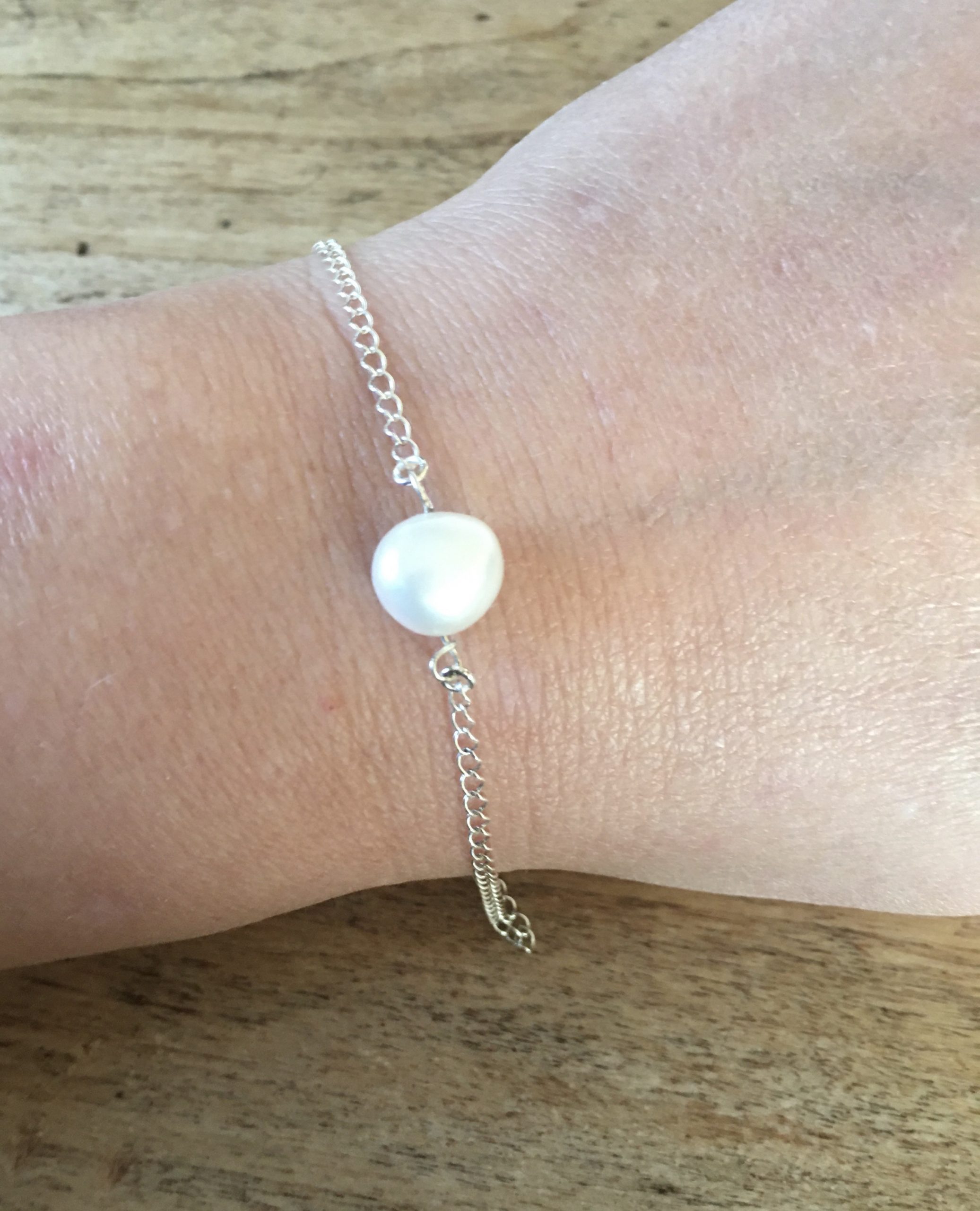 Bracelet argent et perle naturelle blanc nacré