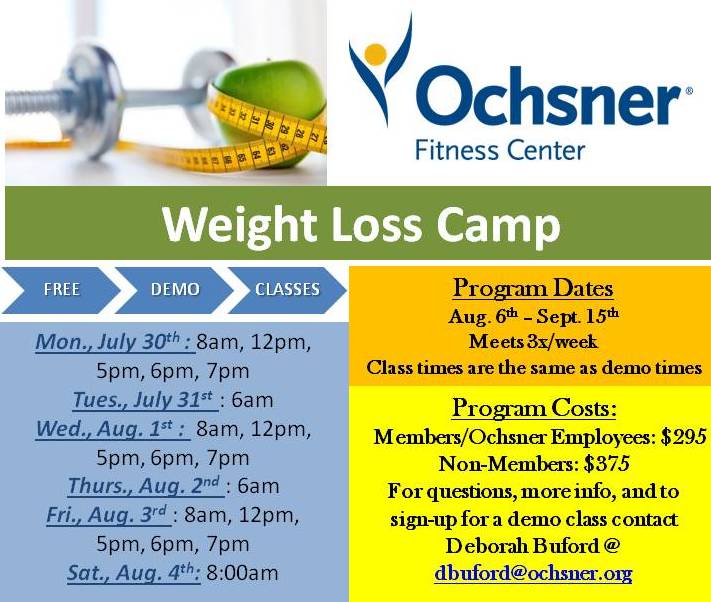 Ochsner Fitness Center Calendar Event Weight Loss Program FREE Demo