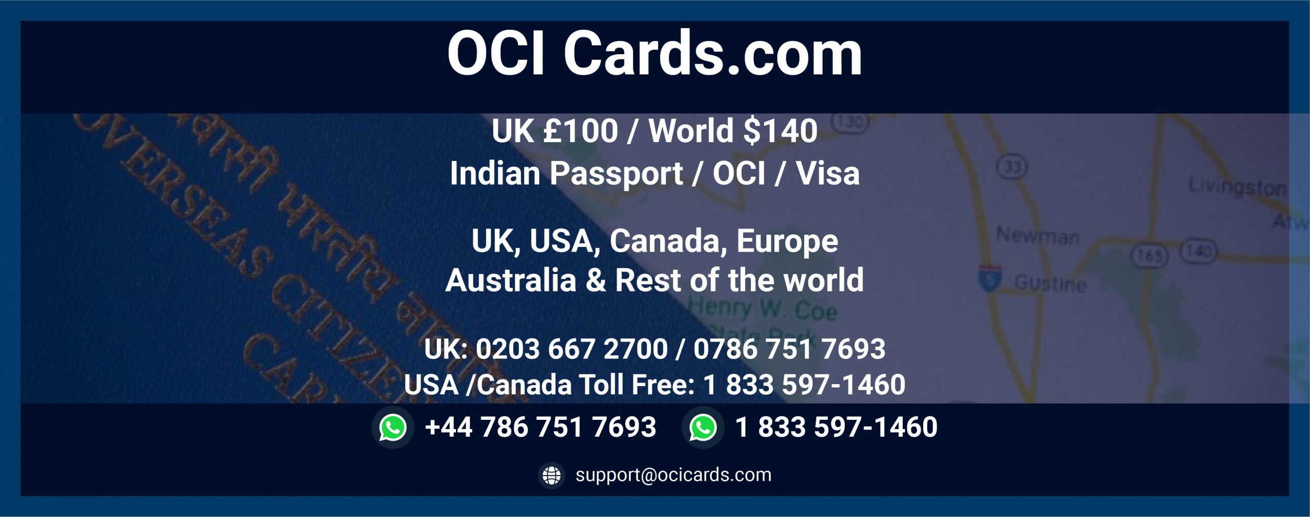 OCI Cards India e Visa OCI Application Agents UK USA