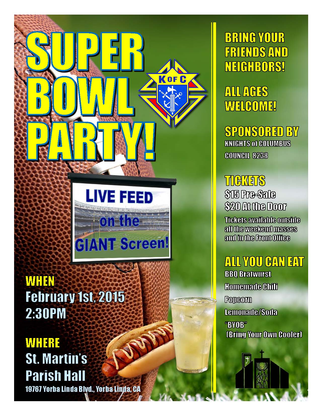 Superbowl Knights of Columbus Orange Co. CA