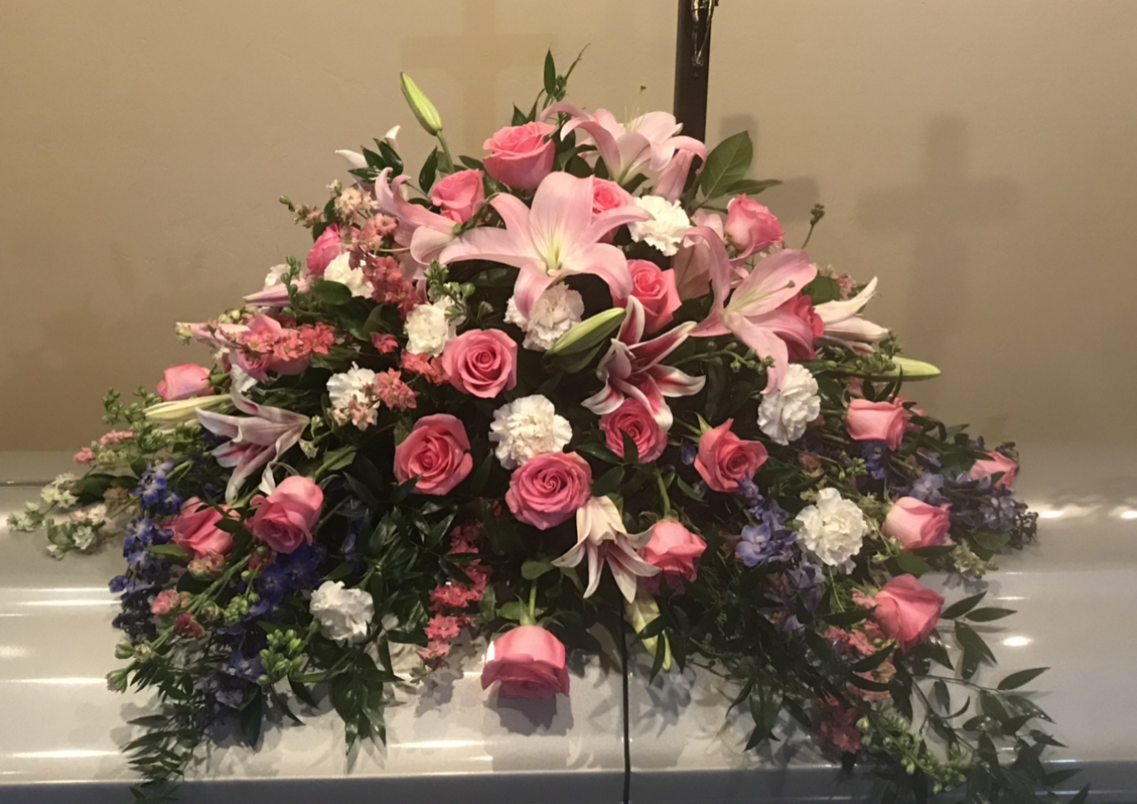 Perfectly Pink Casket Spray Laguna Hills CA Funeral Home & Cremation