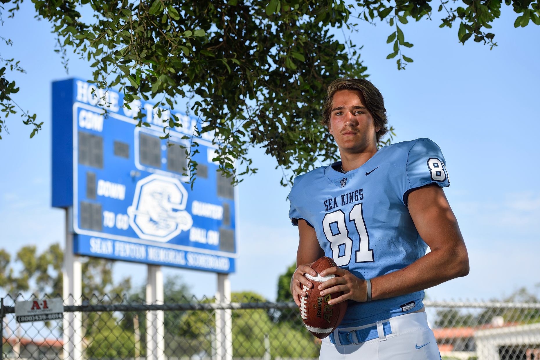 Tight ends Mark Redman of Corona del Mar, Christian Moore of Huntington