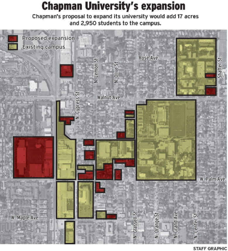 Chapman University California Map Chapman University’s expansion plan raises concerns among neighbors