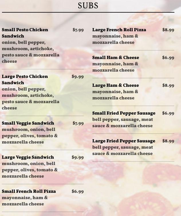 Pizza Express Menu OC Restaurant Guides