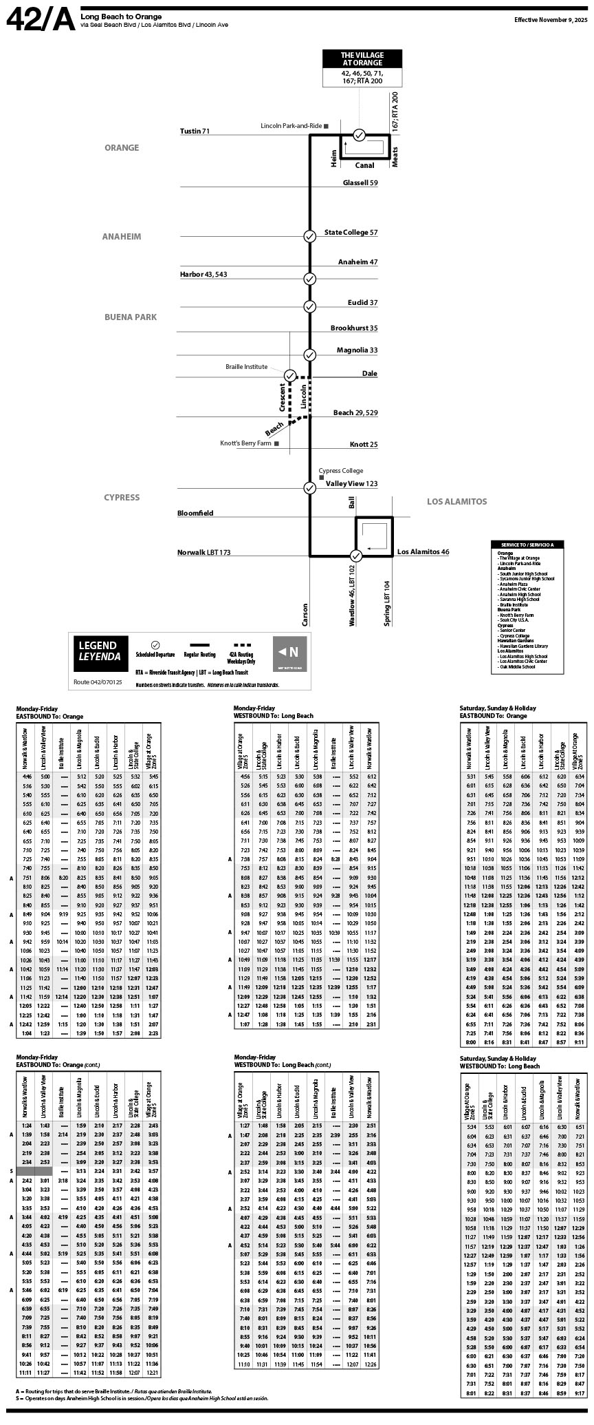 Octa Maps And Schedules Ocbus Maps And Schedules -- Route 42