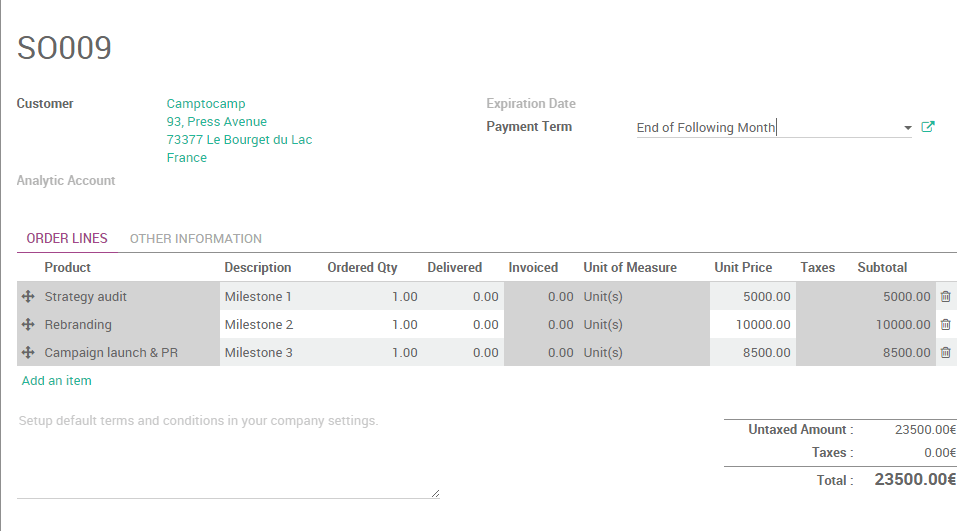 How to invoice milestones of a project? — Odoo 10.0