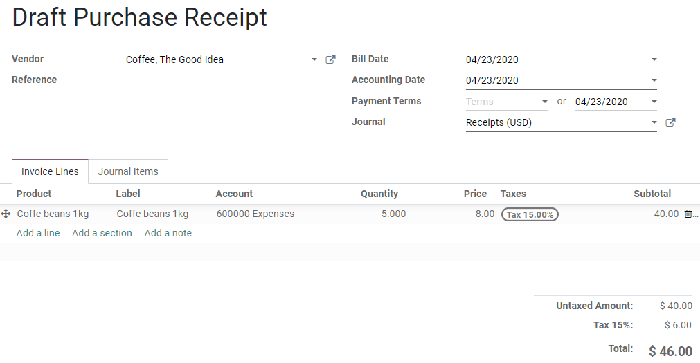 Purchase Receipts — Odoo 14.0 documentation