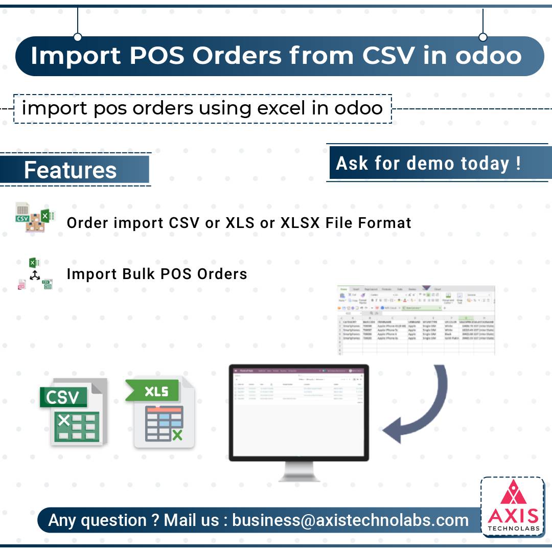 Odoo Import POS order module , Import POS order in odoo , POS order import in odoo using excel