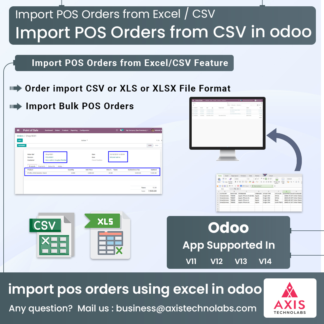 Odoo Import POS order module , Import POS order in odoo , POS order import in odoo using excel