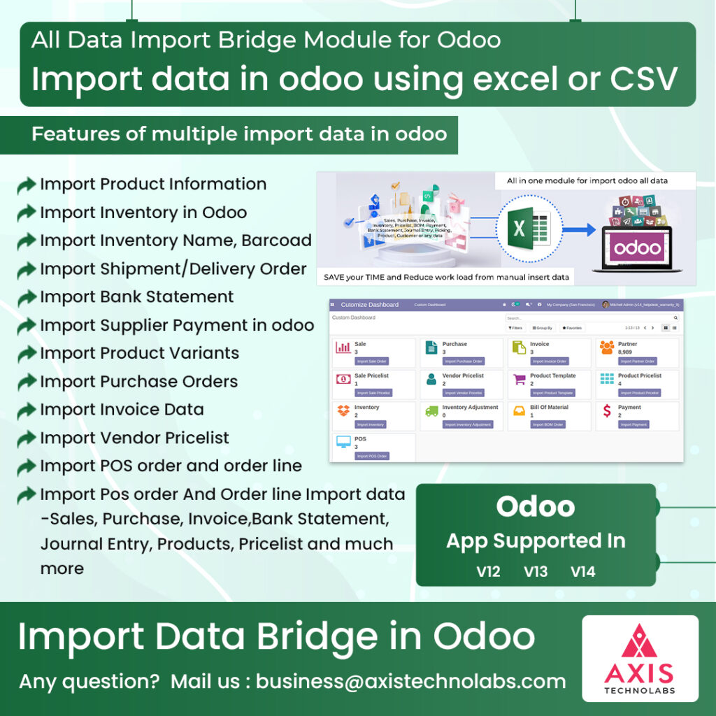 All in one odoo data import bridge module ,All data Import in odoo using excel or csv file
