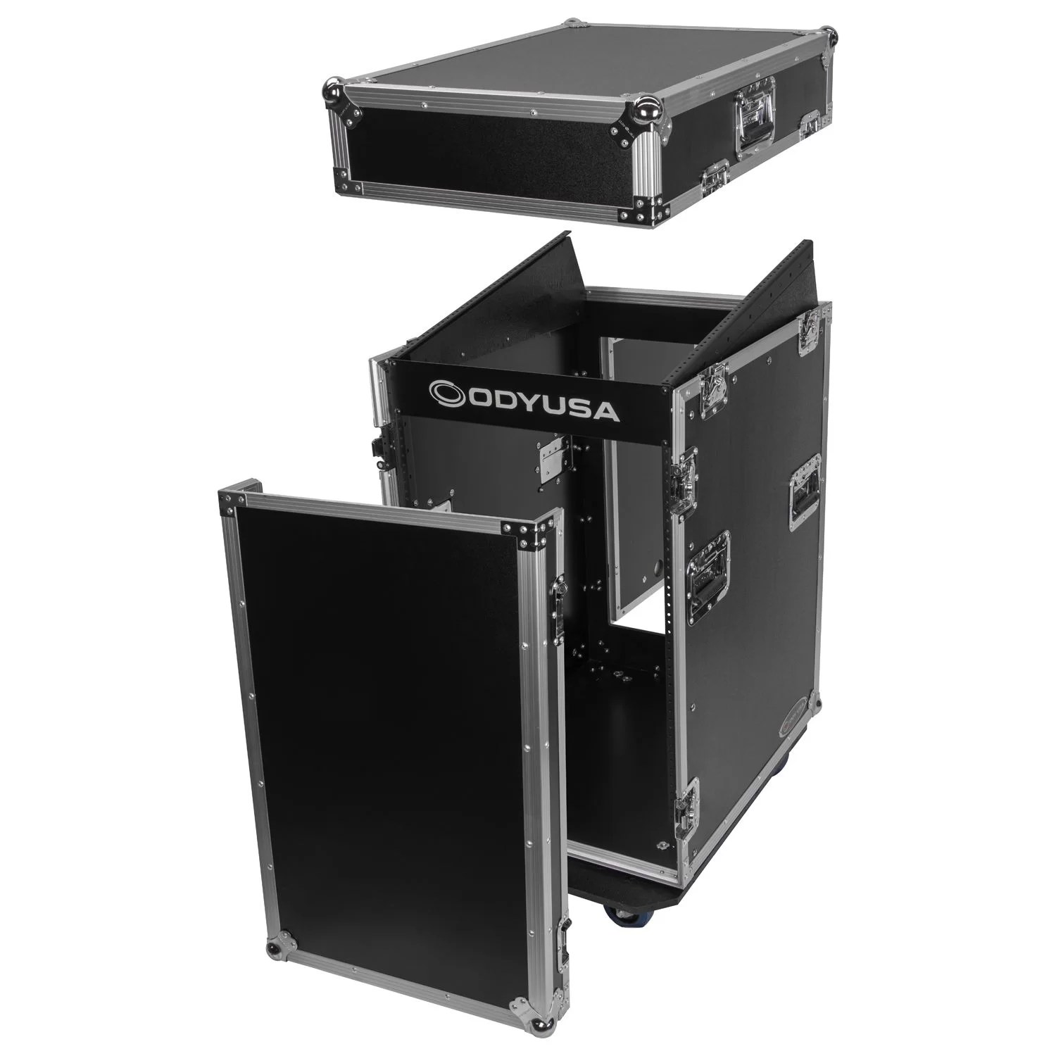 Deluxe 13U Top Slanted 16U Bottom Vertical Pro Combo Rack with Two Side