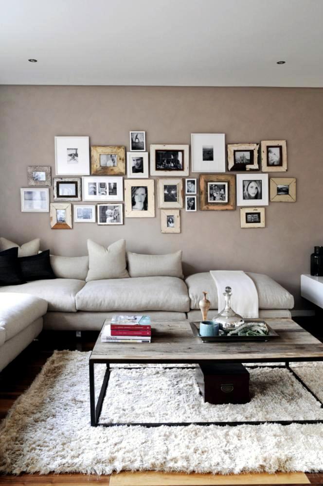 Living room with corner sofa and Photo Gallery Interior Design Ideas