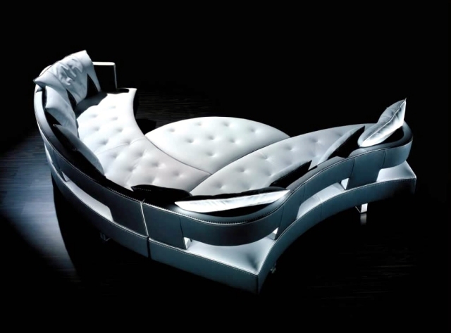 The new leather modular sofa with futuristic shape