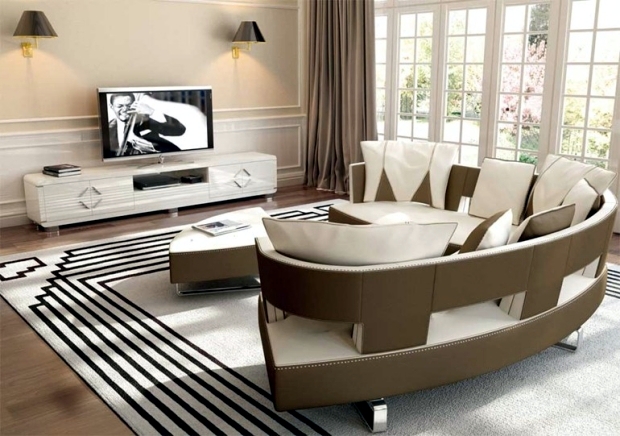 The new leather modular sofa with futuristic shape