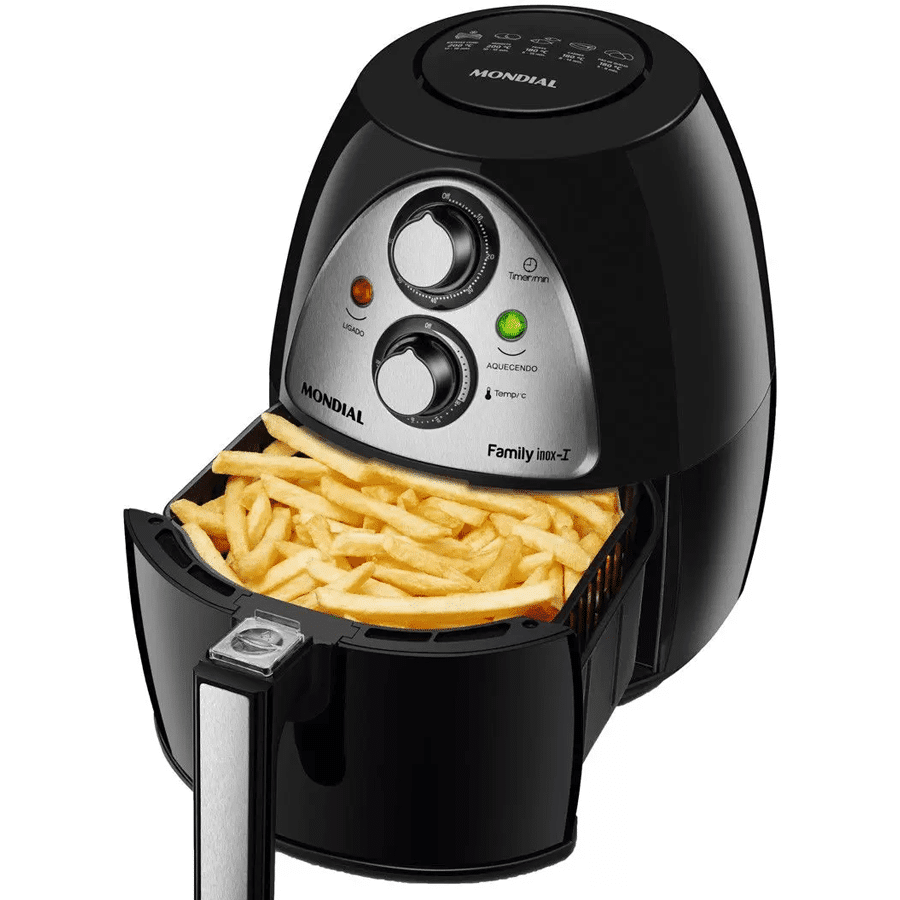 Fritadeira Elétrica sem Óleo/Air Fryer Mondial Family Inox I 4L com